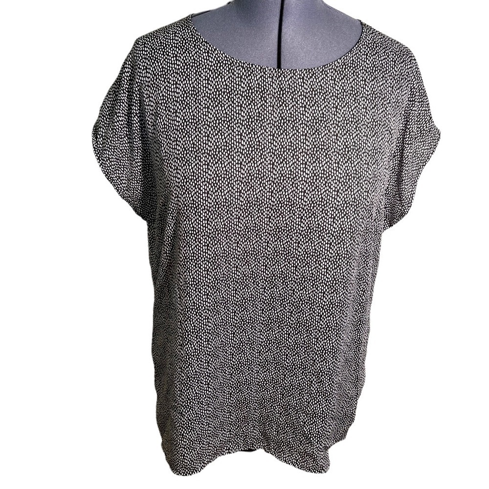 Chaus New York Dolman Sleeve Blouse Black Geometric